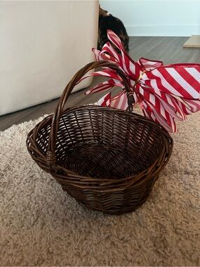 Classic Brown Wicker Basket with Handle - Home Accents